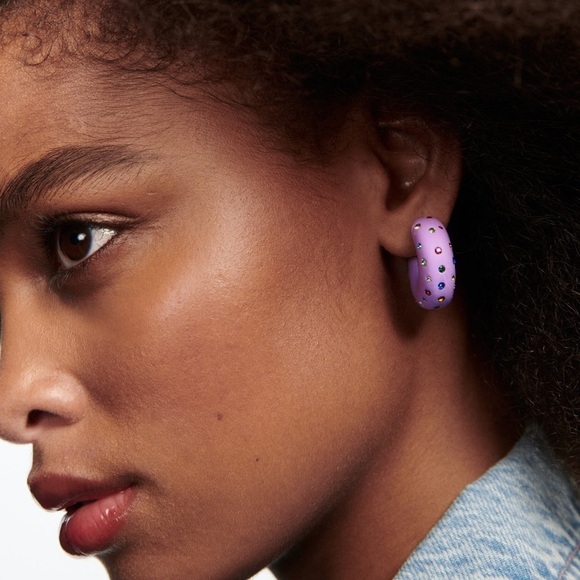 NWT. Zara Purple/Pink Pack of Clay Rhinestone Earrings. - Picture 4 of 12